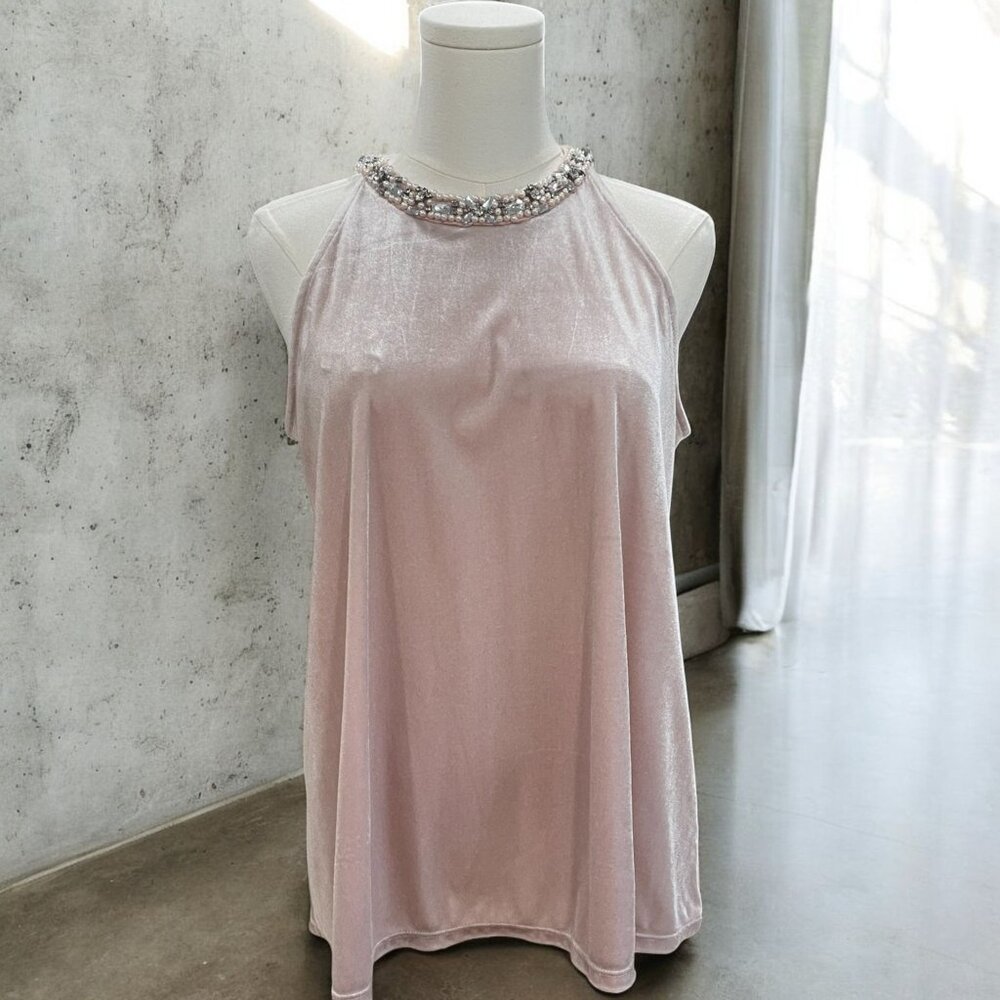 Jennifer Lopez Pink Velvet Embellished Halter M Glam Holiday‎ Occasion Coquette